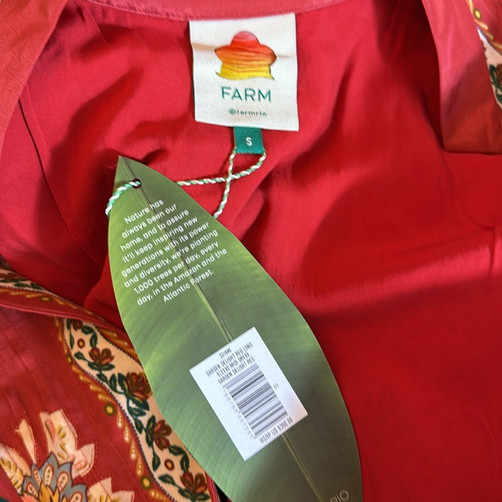 Farm Rio Red Garden Delight Midi Dress NWT - Picture 9 of 11
